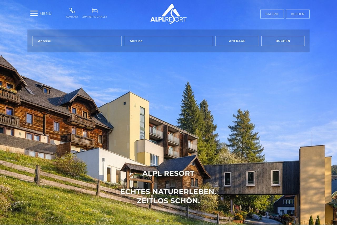 Webdesign, Buchungssystem und Google Ads für Alpl Resort